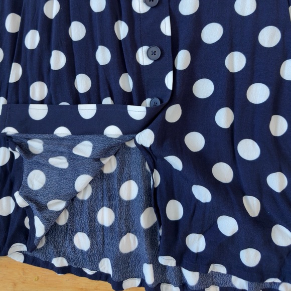 Navy & white polka dot button skirt - Picture 4 of 5